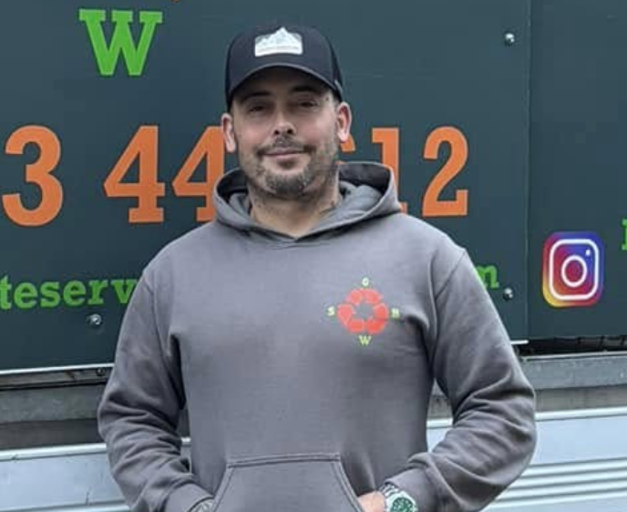 Onboard Waste Services truck providing fast and reliable waste removal services in Kent, Essex, and London, specialising in domestic and commercial waste clearance, eco-friendly recycling, and garden waste removal.